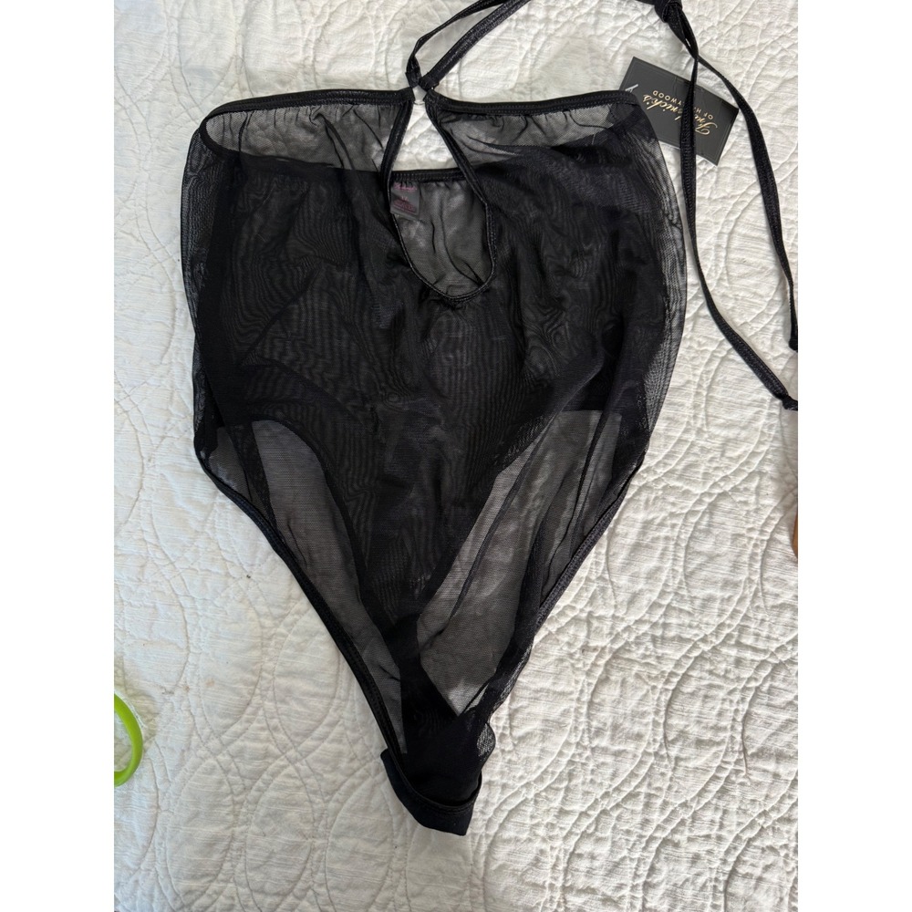 Fredericks of Hollywood Gini Sheer Mesh Bodysuit Black XL X90-2971 NWT